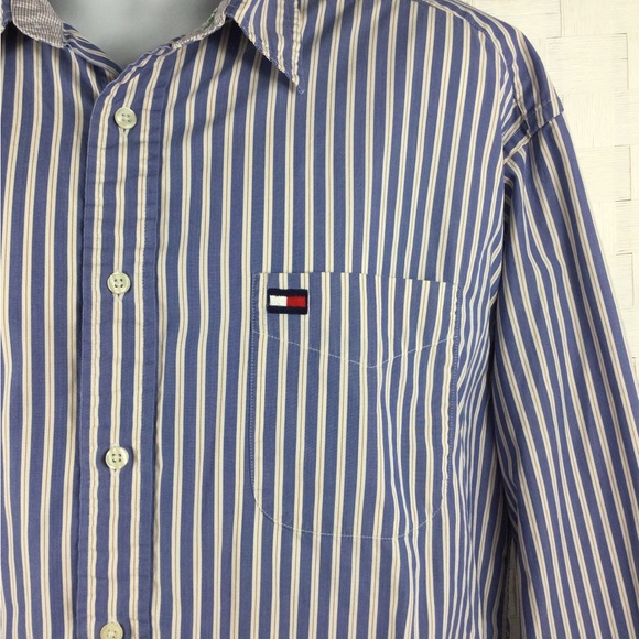 Tommy Hilfiger Navy and White Striped Shirt, Size XL - Picture 5 of 8